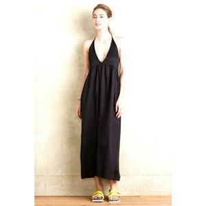 Anthropologie LACAUSA black t-back halter dress